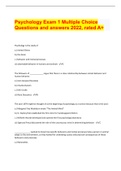 Psychology Exam 1 Multiple Choice Questions and answers 2022, rated A+