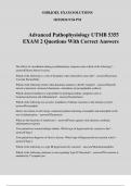 Advanced Pathophysiology UTMB 5355 EXAM 2 Questions With Correct Answers