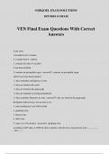 VEN Final Exam Questions With Correct Answers