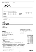 AQA AS PHYSICS Paper 2 June 2022 Question paper