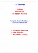 Test Bank For Biology, 6th Edition Brooker (All Chapters included)