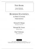 Test Bank For Business Statistics A First Course 3rd Edition By Norean R. Sharpe (All Chapters, 100% original verified)