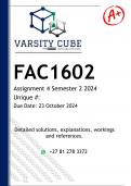 FAC1602 Assignment 4 (DETAILED ANSWERS) Semester 2 2024 - DISTINCTION GUARANTEED