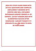 2024 CFCI STUDY GUIDE EXAM WITH ACTUAL QUESTIONS AND COMPLETE 100%CORRECT ANSWERS WITH VERIFIED AND WELL EXPLAINED  RATIONALES ALREADY GRADED A+ BY EXPERTS  |LATEST VERSION 2024 WITH GUARANTEED SUCCESS AFTER DOWNLOAD  ALREADY PASSED!!!!!!! (PROVEN ITS ALL