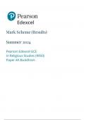 Pearson Edexcel GCE In Religious Studies (9RS0) Paper 4A Buddhism  mark scheme june 2024 9rs0-4a