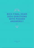 BICH FINAL EXAM 2024 QUESTIONS WITH PASSED ANSWERS!!