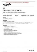 AQA JUNE 2024 AS ENGLISH LITERATURE B Paper 1A Literary genres: Drama: Aspects of tragedy MERGED QUESTION PAPER> MARK SCHEME>INSERT> 100% GUARANTEE 