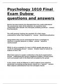 Psychology 1010 Final Exam Dubow questions and answers