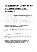 Psychology 1010 Exam -1 questions and answers