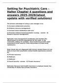 Setting for Psychiatric Care - Halter Chapter 4 questions and answers 2025-2026