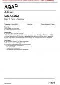 AQA JUNE 2024 A-level SOCIOLOGY Paper 2 Topics in Sociology MERGED QUESTION PAPER> MARK SCHEME>INSERT> 100% GUARANTEE 