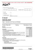 AQA JUNE 2024 A-level SOCIOLOGY Paper 1 Education with Theory and Methods MERGED QUESTION PAPER> MARK SCHEME>INSERT> 100% GUARANTEE 