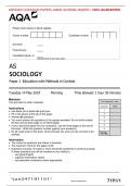 AQA JUNE 2024 AS SOCIOLOGY Paper 1 Education with Methods in Context MERGED QUESTION PAPER> MARK SCHEME>INSERT> 100% GUARANTEE 