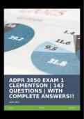 ADPR 3850 EXAM 1 CLEMENTSON | 143 QUESTIONS | WITH COMPLETE ANSWERS!!