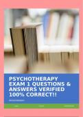 PSYCHOTHERAPY EXAM 1 QUESTIONS & ANSWERS VERIFIED 100% CORRECT!!