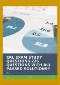 CRL EXAM STUDY QUESTIONS 226 QUESTIONS WITH ALL PASSED SOLUTIONS!!