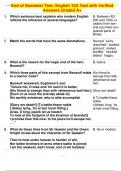 End of Semester Test: English 12A Test with Verified Answers Graded A+