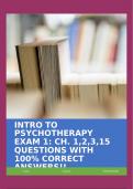 INTRO TO PSYCHOTHERAPY EXAM 1: CH. 1,2,3,15 QUESTIONS WITH 100% CORRECT ANSWERS!!