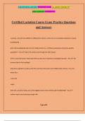 Certified Lactation Course Exam Practice Questions and Answers