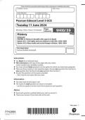  Pearson Edexcel Level 3 GCE History Advanced PAPER 3: Themes in breadth with aspects in depth Option 39.1: Civil rights and race relations in the USA, 1850–2009 Option 39.2: Mass media and social change in Britain, 1882–2004 question paper 2024 june 9