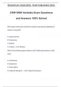 CSW GWA Varietals Exam Questions and Answers 100% Solved