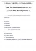 Econ 145L Final Exam Questions and Answers 100% Solved | Graded A+