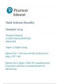  Pearson Edexcel In GCE History (9HI0/2G) Advanced Paper 2: Depth study Option 2G.1: The rise and fall of fascism in Italy, c1911–46 Option 2G.2: Spain, 1930–78: republicanism, Francoism and the re-establishment of democracy mark scheme june 2024 9hio/