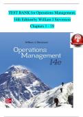 TEST BANK for Operations Management, 14th Editio by William Stevenson, Verified Chapters 1 - 19, Complete Newest Version