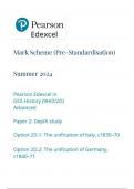  Pearson Edexcel in GCE History (9HI0/2D) Advanced Paper 2: Depth study Option 2D.1: The unification of Italy, c1830–70 Option 2D.2: The unification of Germany, c1840–71 mark scheme june 2024 9hio/2d