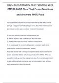 EMT-B AAOS Final Test Exam Questions and Answers 100% Pass