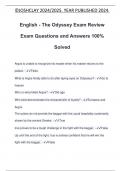 English - The Odyssey Exam Review Exam Questions and Answers 100% Solved