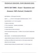 ENTO 320 TAMU - Exam 1 Questions and Answers 100% Solved | Graded A+