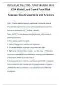 EPA Model Lead Based Paint Risk Assessor Exam Questions and Answers