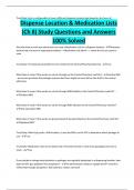 Dispense Location & Medication Lists (Ch 8) Study Questions and Answers 100% Solved