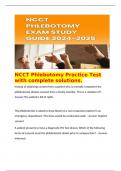   NCCT Phlebotomy Practice Test with complete solutions.