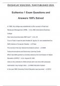 Euthenics 1 Exam Questions and Answers 100% Solved