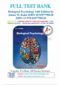 Test Bank For Biological Psychology, 14th Edition, James W. Kalat || Complete Guide A+||Latest Update 2024