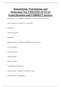 Romanticism, Victorianism, and  Modernism Test UPDATED ACTUAL  Exam Questions and CORRECT Answers