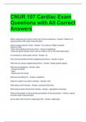 CNUR 107 Cardiac Exam Questions with All Correct Answers 