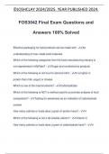 FOS3042 Final Exam Questions and Answers 100% Solved