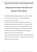 Geography Final Exam Questions and Answers 100% Solved