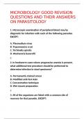 MICROBIOLOGY GOOD REVISION QUESTIONS AND THEIR ANSWERS ON PARASITOLOGY