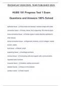 HUBS 191 Progress Test 1 Exam Questions and Answers 100% Solved