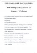 IATA Training Exam Questions and Answers 100% Solved