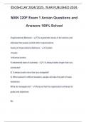 MAN 320F Exam 1 Aroian Questions and Answers 100% Solved