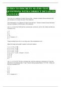 INTRO TO DISCRETE MATHS TEST QUESTIONS WITH CORRECT DETAILED ANSWERS 