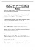 MCAT Physics and Math UPDATED ACTUAL Questions and CORRECT  Answers