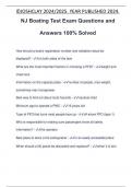 NJ Boating Test Exam Questions and Answers 100% Solved