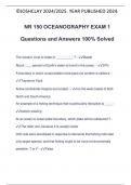 NR 150 OCEANOGRAPHY EXAM 1 Questions and Answers 100% Solved