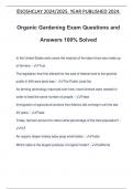 Organic Gardening Exam Questions and Answers 100% Solved